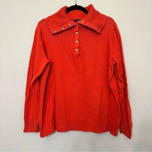 Lauren Ralph Lauren Green Label Knit Sweater Gold Buttons Orange Jumper Size 1X